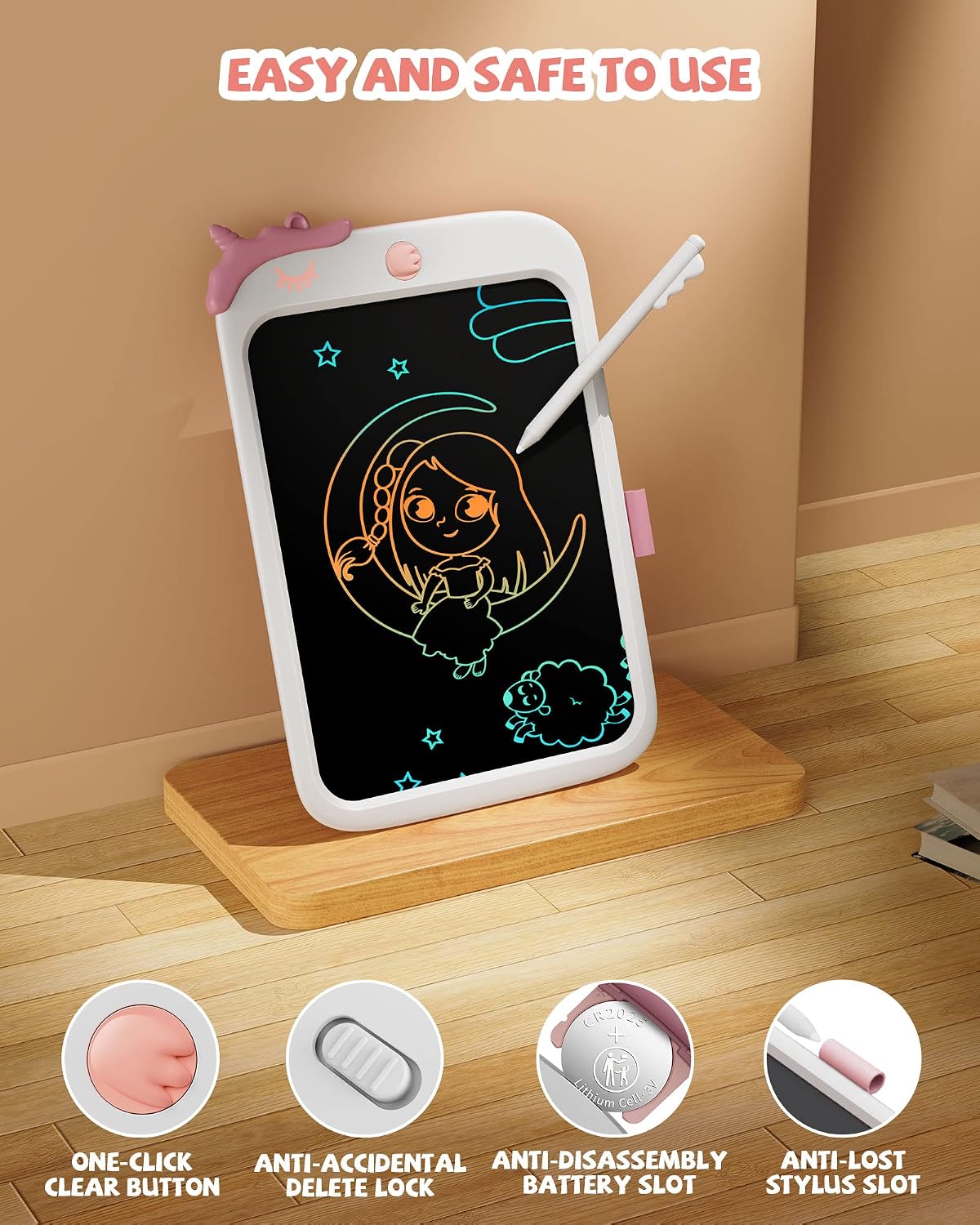 8.5 inch LCD Writing Tablet for Kids - White / 8"W x 11.3"H - image 3