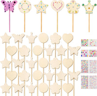 Pllieay princess fairy wands craft kit with 18 unfinished wooden wands and diamond stickers - view 3