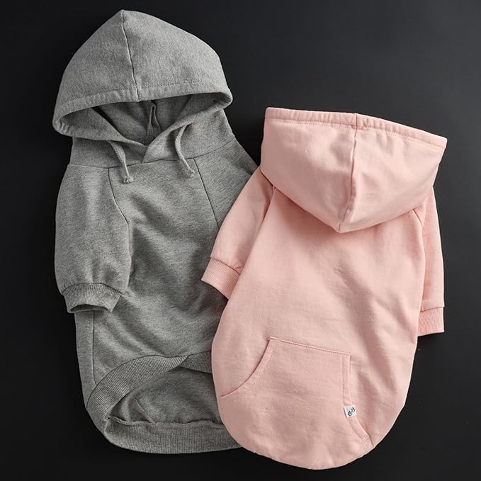 Rocky – The Orginal Lightweight Hooded TEE 100% Organic Cotton Dog Hoodie Pet Coat Sweater for Small, Medium, Large Dogs, Heather Gray, XX-Small