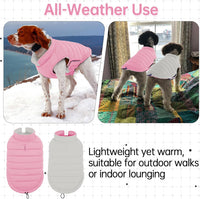 Lelepet Reversible Dog Coat Windproof Dog Jacket Lightweight Puffer - Medium / Pink - image 3