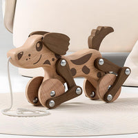 LKyoxs wooden pull along dog toy with swinging legs and pull string - view 4