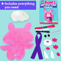 KRAFUN Beginner Sewing Kit, Sew Kitten & Mouse, Pre-Cut Felt - Bunny - image 3