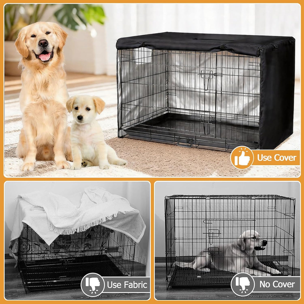 Dog Kennel Cover, Dog Crate Cover 48 Inch for Wire Dog Cages - 48.0"L x 30.0"W x 33.0"H / Black - image 3