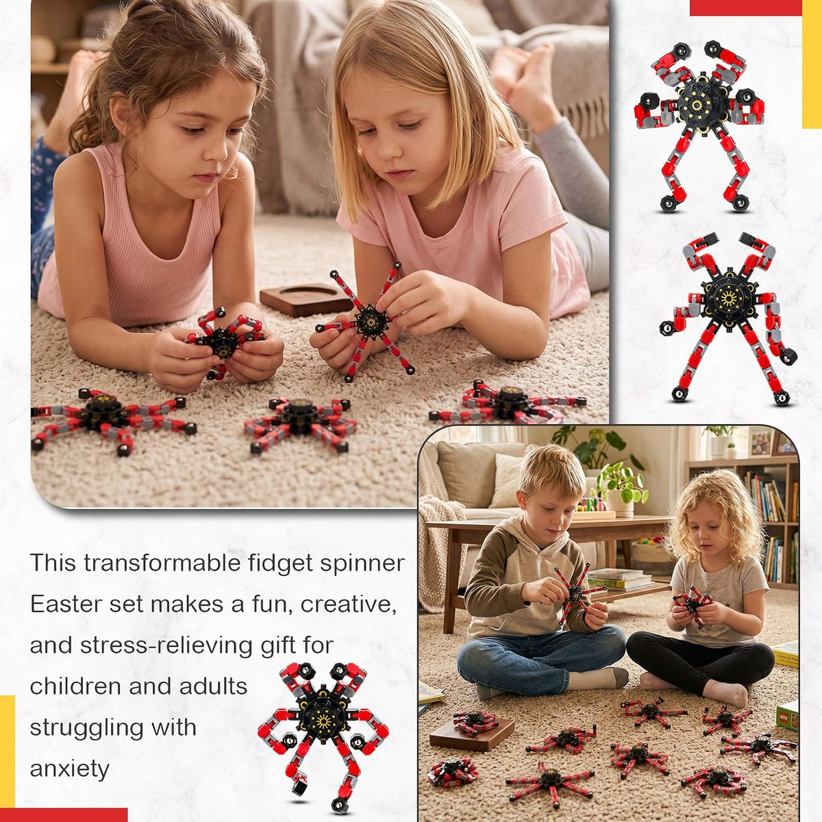 Jerify 40 pack transformable chain robot fidget spinner toys in five bright colors - view 16