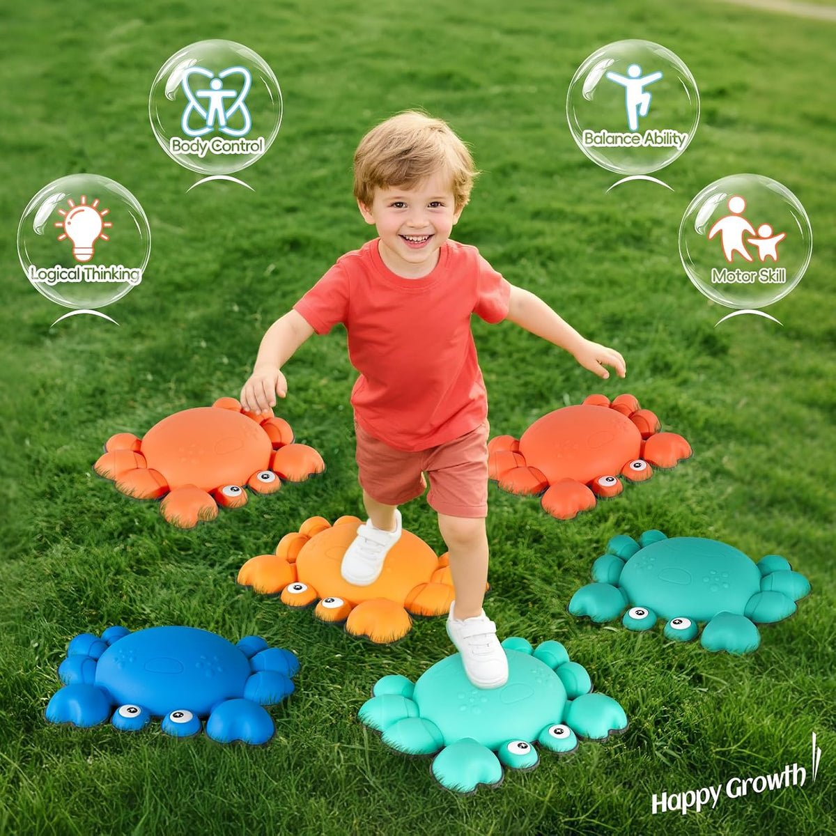 TOPNEW crab balance stepping stones for kids in bright colors, set of 6 - view 24