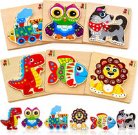 8 Wooden Puzzles for Toddlers 1-3 - Mosaic 6