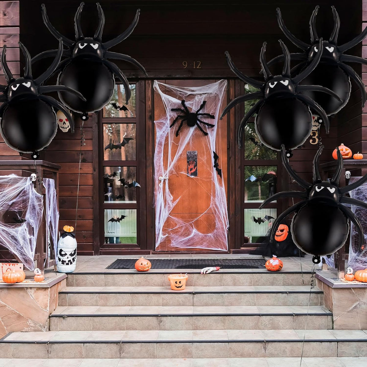 YOTHORN 6 pack black 33 inch spider foil balloons for Halloween - view 5