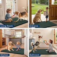 Smiry Dog Door Mat for Muddy Paws 47x32, Absorbs Moisture and Dirt Doormat, Non-Slip Washable Quick Dry Chenille Front Door Mat Indoor Entrance, Entryway Carpet for Inside Floor, Green