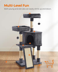 Feandrea Cat Tree, Plush Climbing Condo, Green - Smoky Gray - image 2