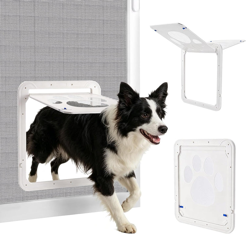 Ownpets Dog Screen Door 12"x14" Fits Large Dogs Up 80 lbs & Small - White