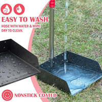 Dog Pooper Scooper Set, Pooper Scooper for Dog, Heavy Duty Stainless Steel Rake with Extra Large Tray & Spade No Bending Clean Up for Pet Waste Removal, for Grass, Dirt Or Gravel.