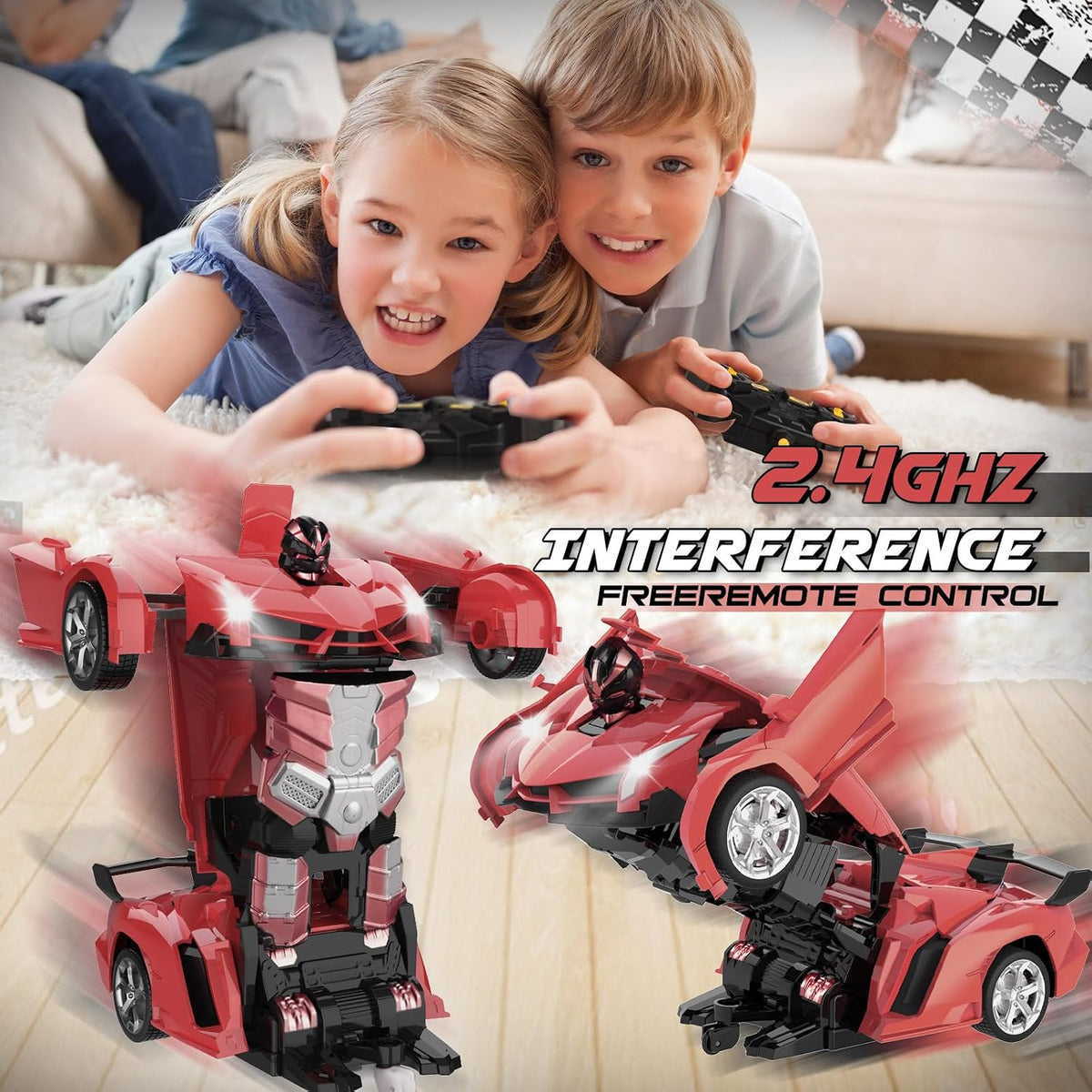 Transform Remote Control Car Toys for Boys 4-6 - Red - image 4