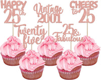 Rose gold glitter vintage 1946 cupcake toppers for an 80th birthday - view 5