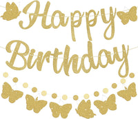 Halloween Birthday Banner - Gold / Butterfly