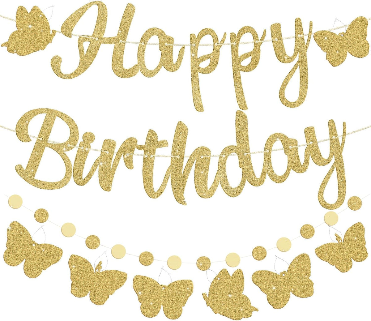 Halloween Birthday Banner - Gold / Butterfly