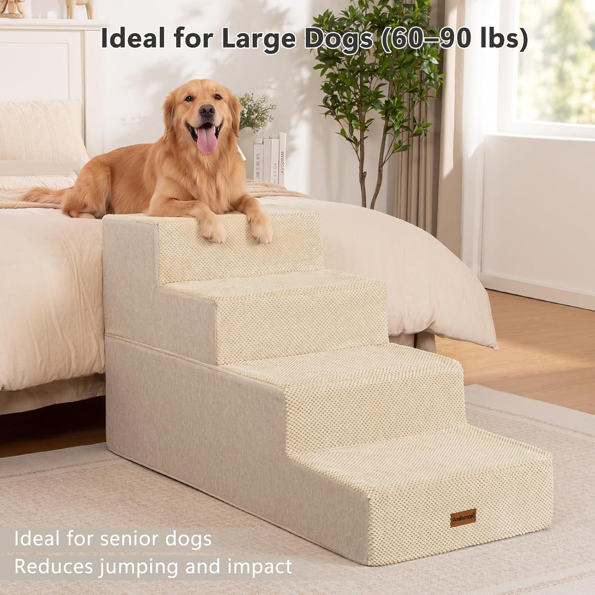 Dog Stairs for Large Dogs 18" H - Beige / 4-Step 24" H - image 4