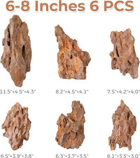 6-8 Inches Natural Dragon Stone 6 PCS Aquarium Rocks for Aquascaping, Aquarium Landscaping, Terrariums, Fish Tank Decoration, Vivariums, Paludarium, Reptile and Amphibian Enclosures