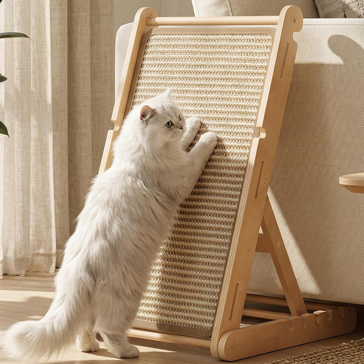 XiaZ Cat Scratcher, 23" Sisal Cats Scratching Board with 5 Adjustable Heights, No Assembly - 15.7"L x 13.7"W x 23"H