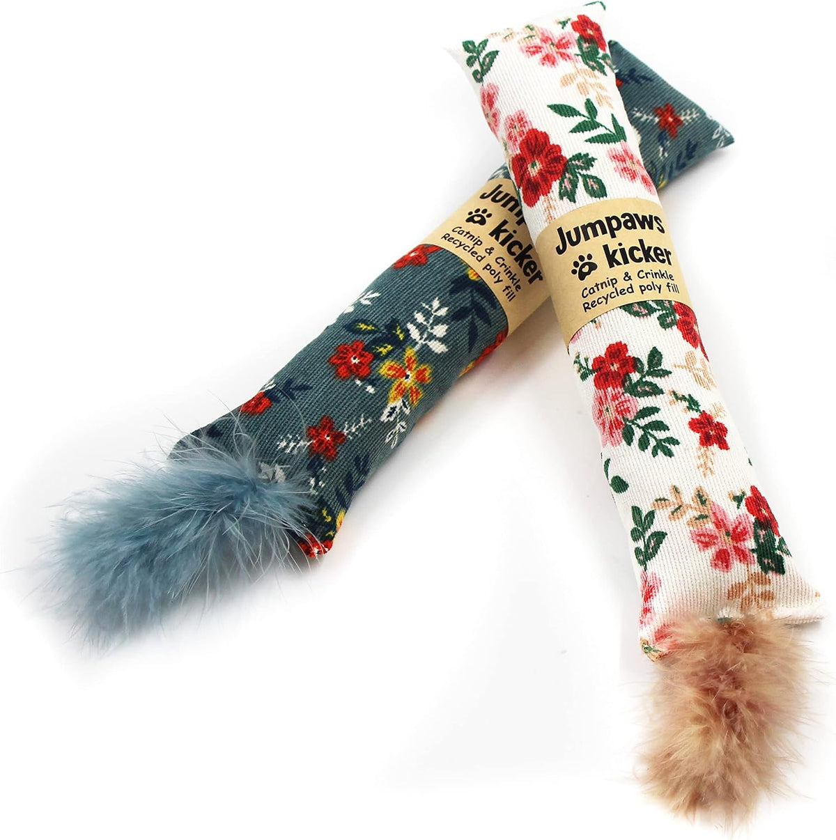 Jumpaws 2 Pack Natural Interactive Catnip & Silvervine Cat Kicker - Floral - image 4