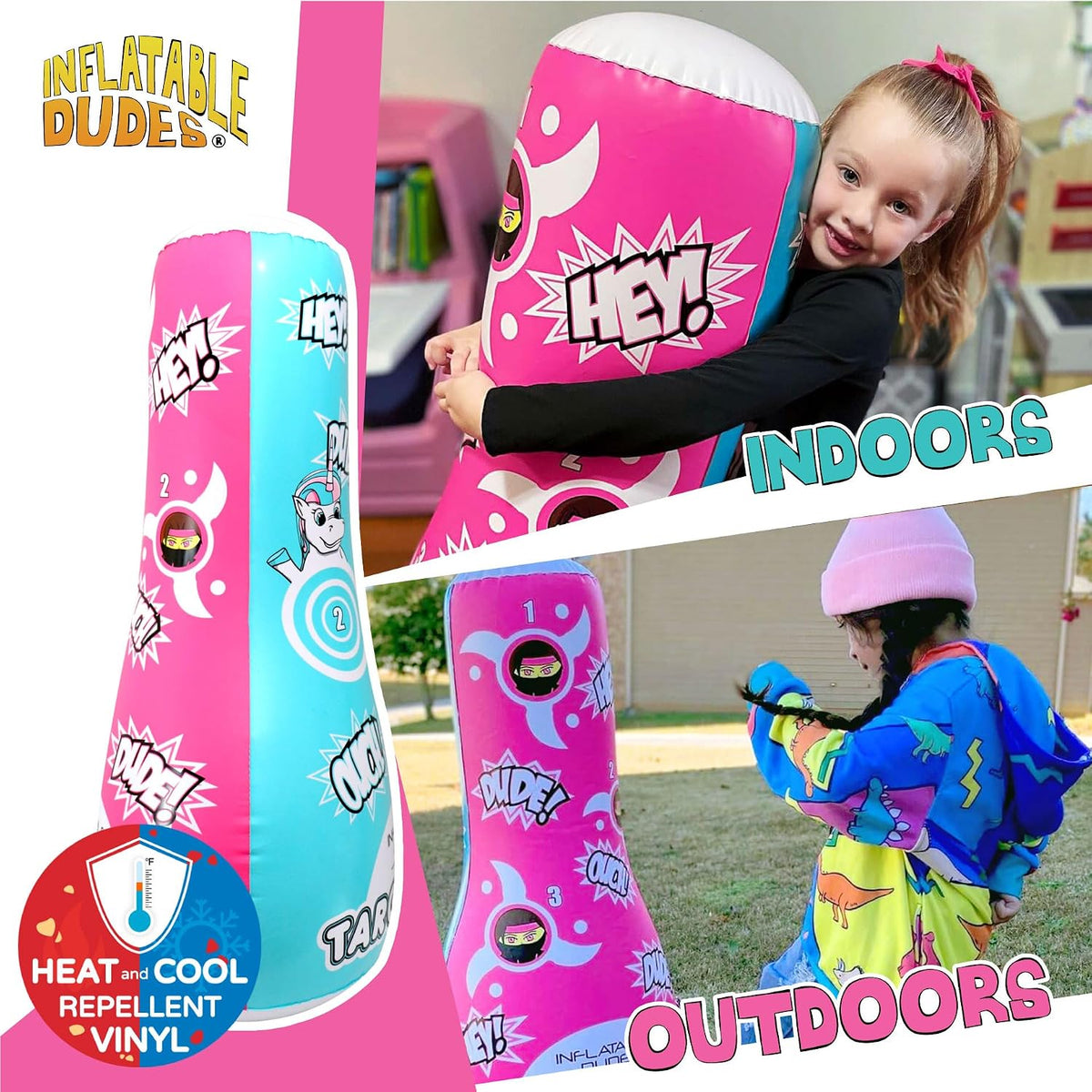 Inflatable Dudes kids punching bag bop bag, 47 inch, with sand-filled base in a ninja design - view 35