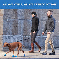 PawZ Rubber Dog Boots for Paws up to 3", 24 Total (2 Packs of 12) - All-Weather Dog Booties for Hot Pavement, Snow, Mud, and Rain - Waterproof, Anti Slip Dog Socks - Medium, Blue