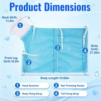 Cat Bathing Bag Anti Scratch Grooming Shower Washing Bag for Nail - White- Blue - image 2