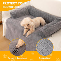 PAWBOSE Dog Couch Bed, Plush Sofa Mat, Washable Cover - grey - image 3