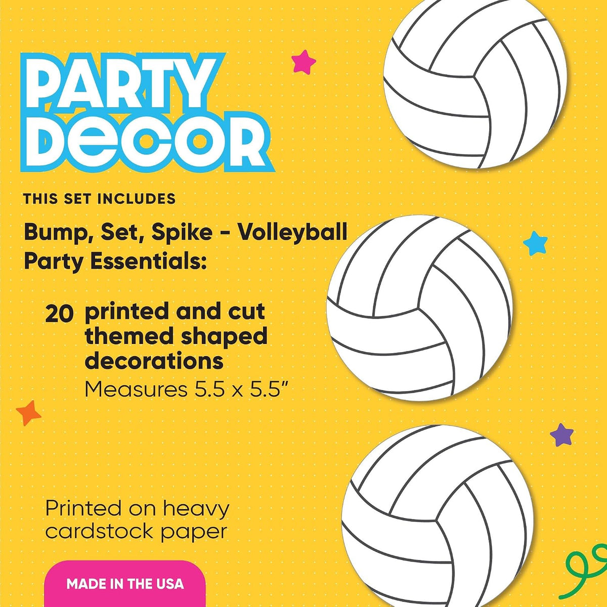 Big Dot of Happiness volleyball party decorations, 20 double-sided cardstock cutouts - view 14