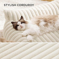 Bedsure Cute Dog Couch for Medium Dogs- Fluffy Pet Sofa, Dog Couch Bed with Removable, Washable Cover, Supportive Pet Bed for Medium Large Dogs, 36inch, Cream