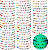 Ecation beaded friendship bracelets bulk set of 96 acrylic bead bracelets with glow letter beads