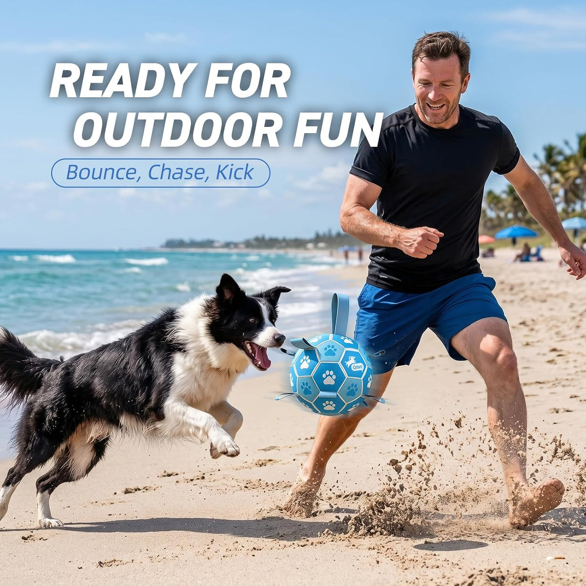 QDAN Dog Balls, Outdoor Dog Toys - Medium Size 2 / White-Blue - image 3