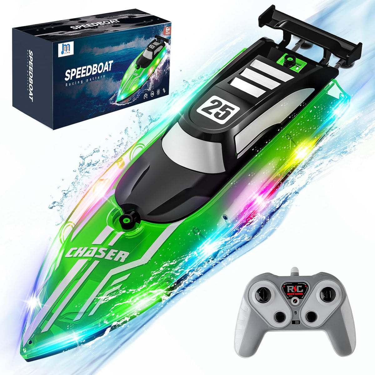 JOI MEW Remote Control Boat for Kids, RC Boat for Pool & Lake - Green
