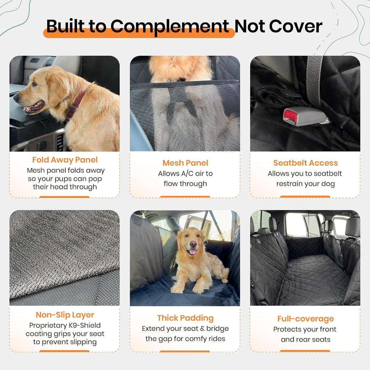 4Knines Back Seat Extender for Dogs Hard Bottom w/EZ Door Guard Grey - Camo / Regular - image 4
