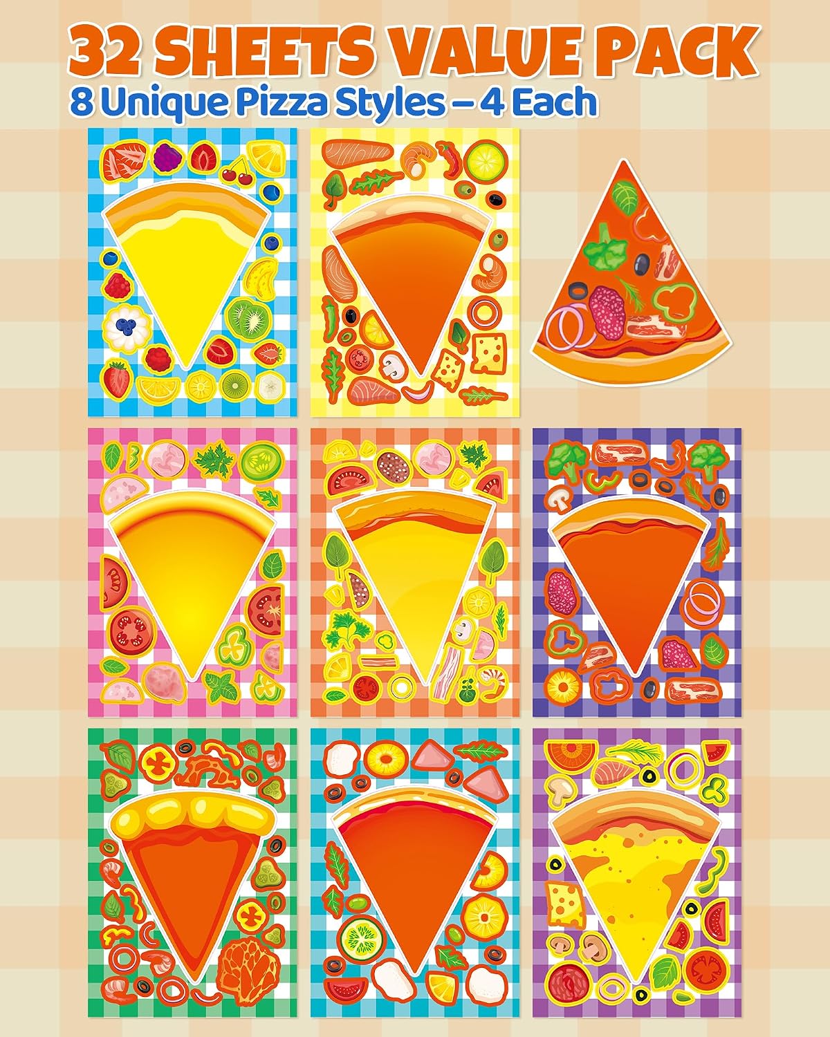 30 Unicorn Make-a-Face Sticker Sheets for Kids – Fun for Kids & Family - Pizzas - image 2