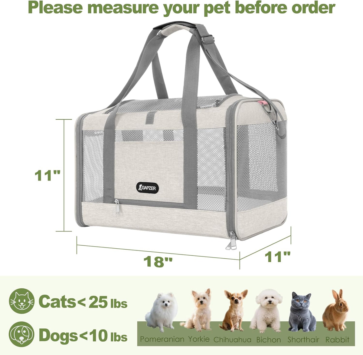 Cat Carrier 18x11x11 Top Load - Beige / 18.0"L x 11.0"W x 11.0"H - image 2