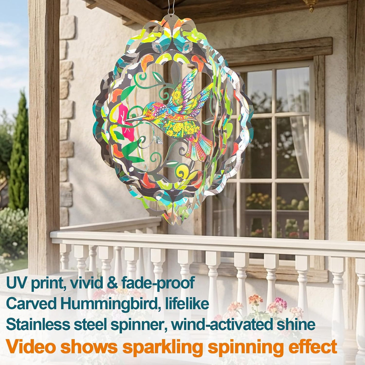 Rooster Metal Wind Spinners - Hummingbird / 12 Inch - image 2