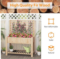 Giantex Raised Garden Bed with Trellis, Wooden Elevated Planter Box with Legs, Drainage Holes for Climbing Plants Vines Vegetables Flowers Herbs, Outdoor Horticulture Planter for Patio Yard