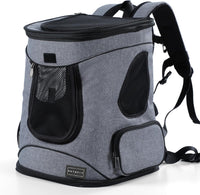 Petsfit Dog and Cat Backpack Carrier, Padded Waist Support - Gray