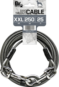 BV Dog Tie Out Cable 30 Feet - 250lbs/ 25ft/ Grey / Single