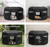 PETSFIT 36" Dog Playpen with Dual Zipper Doors –Sturdy Foldable Puppy Playpen for Medium Dogs with Removable Mesh Top and Leakproof Bottom