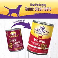 Wellness Complete Health Thick & Chunky Natural Grain Free Canned Wet Dog Food, Beef Stew, 12.5-Ounce Can (Pack of 12)