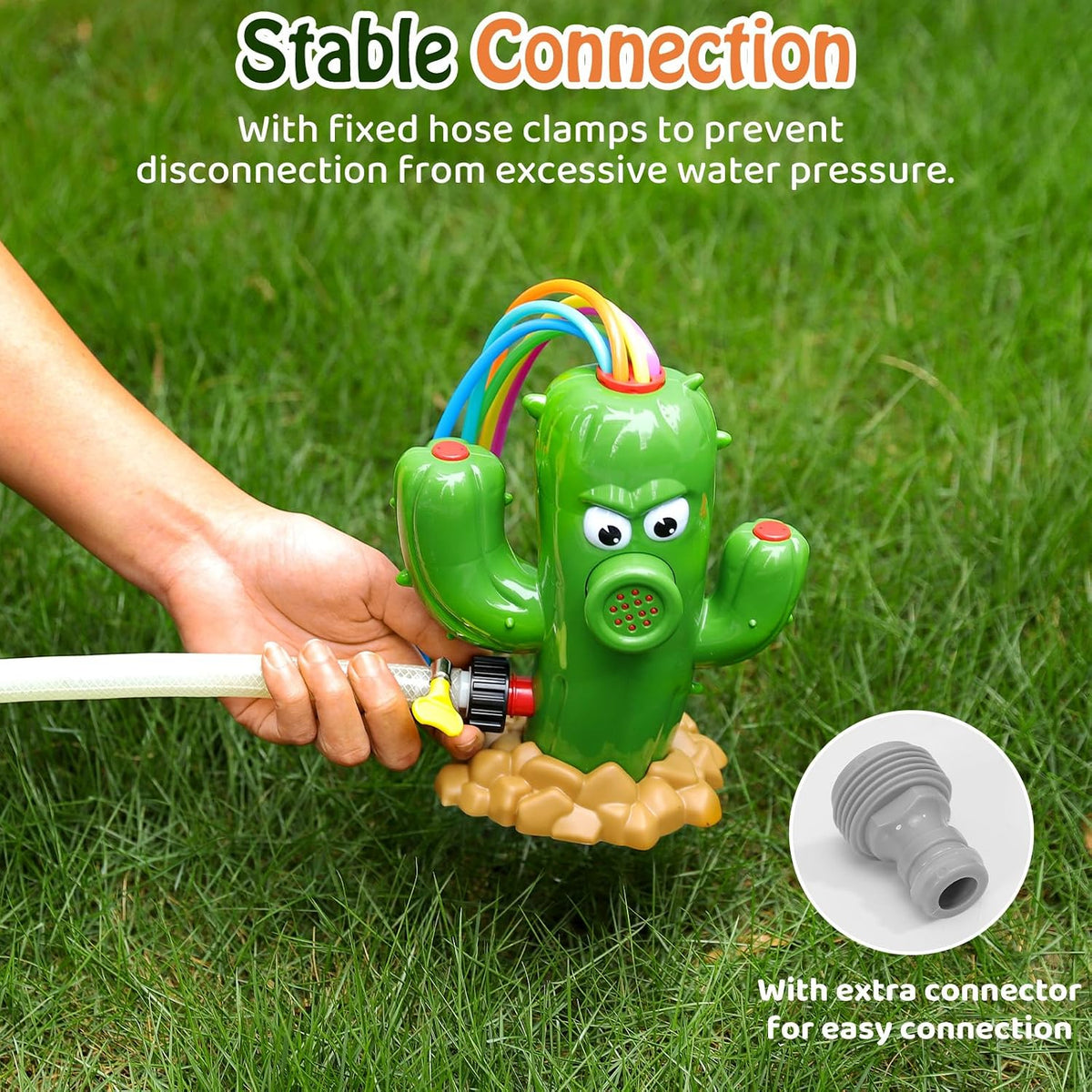 HeySplash kids whale sprinkler toy with 6 colorful wiggle tubes for a garden hose - view 10