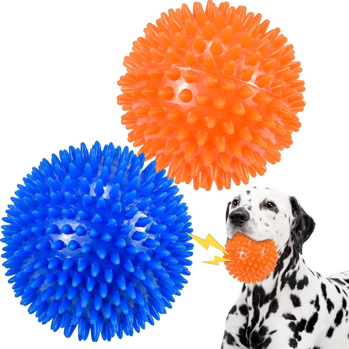 Dog Balls 4.5” Squeaky Dog Toys Spikey Ball for Aggressive Chewers - 4.5 Set of 2