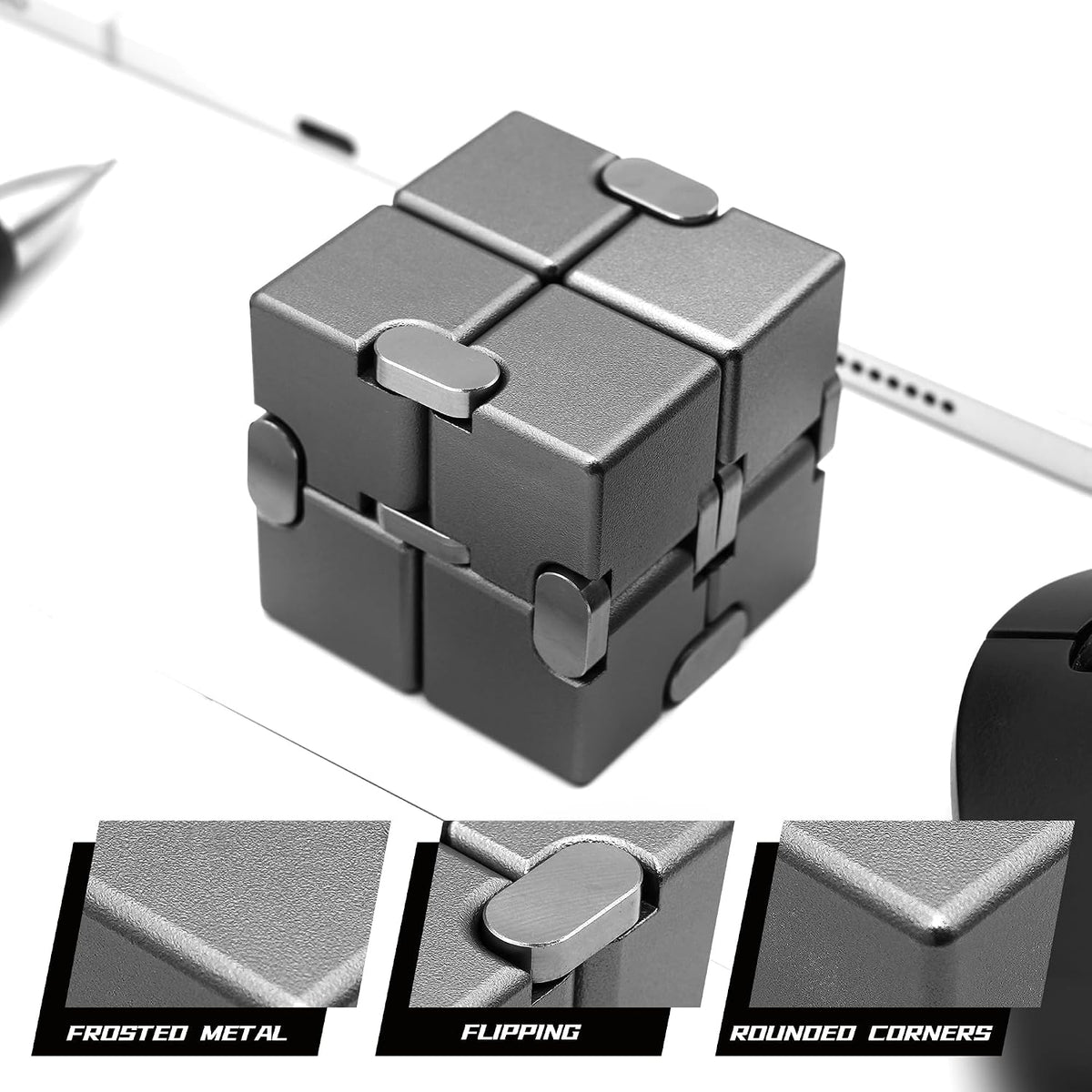 DOLASEV silver metal infinity cube fidget toy made of zinc alloy - view 16