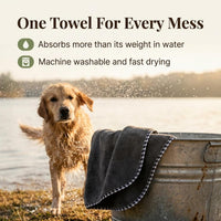 Dog Drying Towel for Dogs - Gray / Small (Pack of 2) - image 2