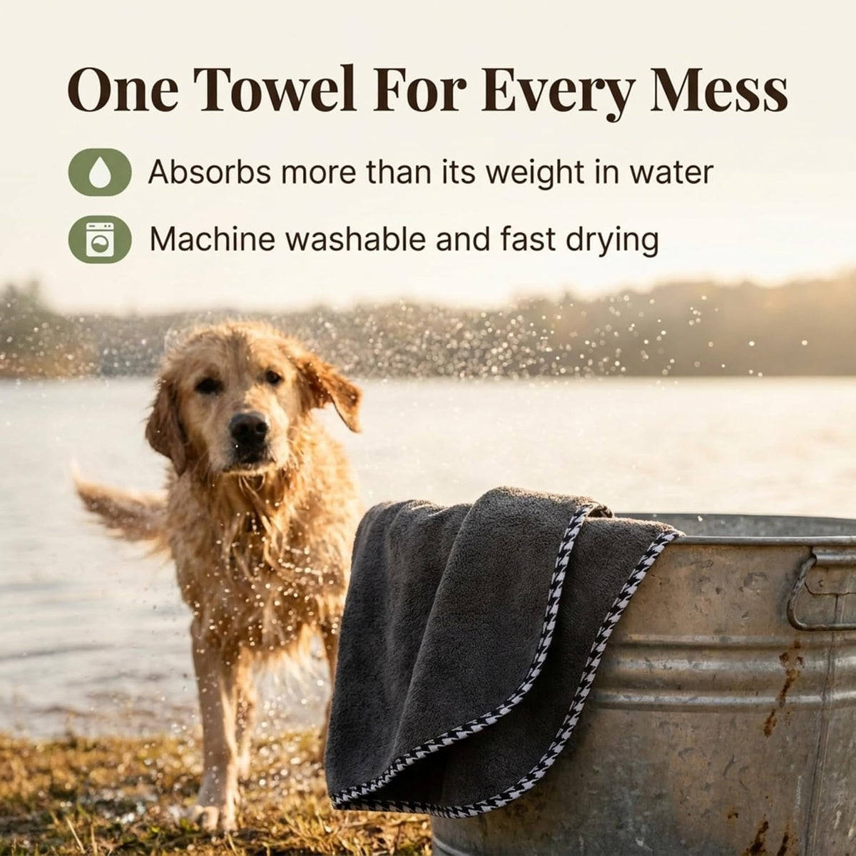 Dog Drying Towel for Dogs - Gray / Small (Pack of 2) - image 2