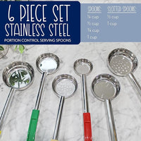 Darware Portion Control Serving Spoons (6-Piece Ladle Set); w 1/4 Cup, 1/2 Cup, 3/4 Cup & 1 Cup (2, 4, 6, 8 oz) & 1/2 & 1 Cup Utensils/Spoodles