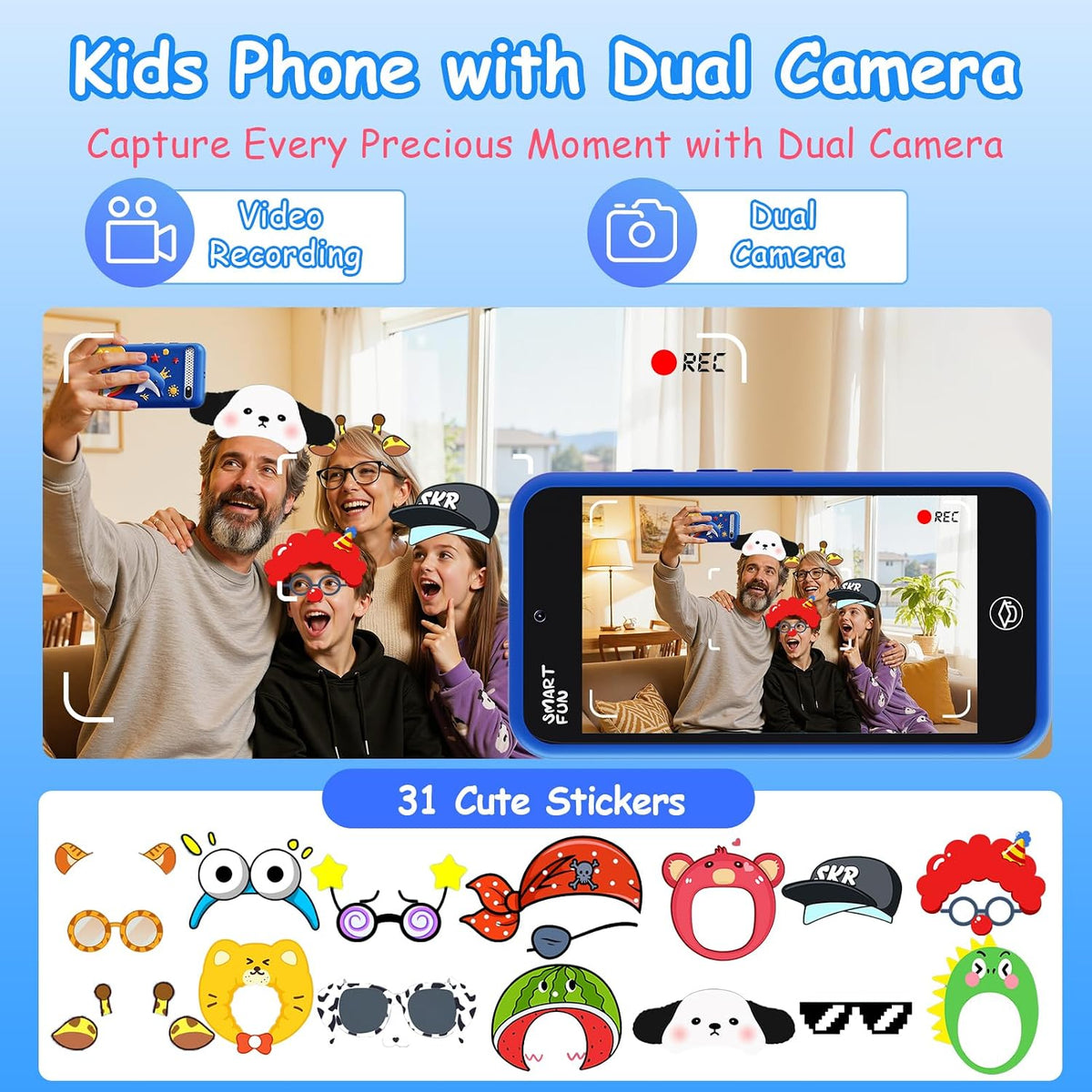 luluckck kids smart phone toy with 3.97 inch touchscreen in black and pink - view 4