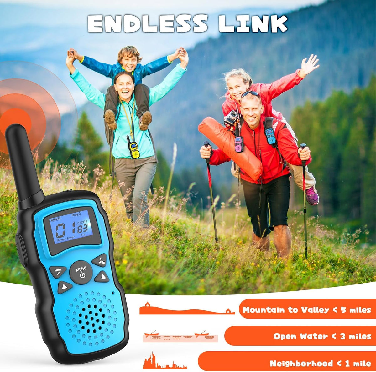 Wishouse Walkie Talkies for Kids 4 Pack - Pink Blue Green Yellow - image 4