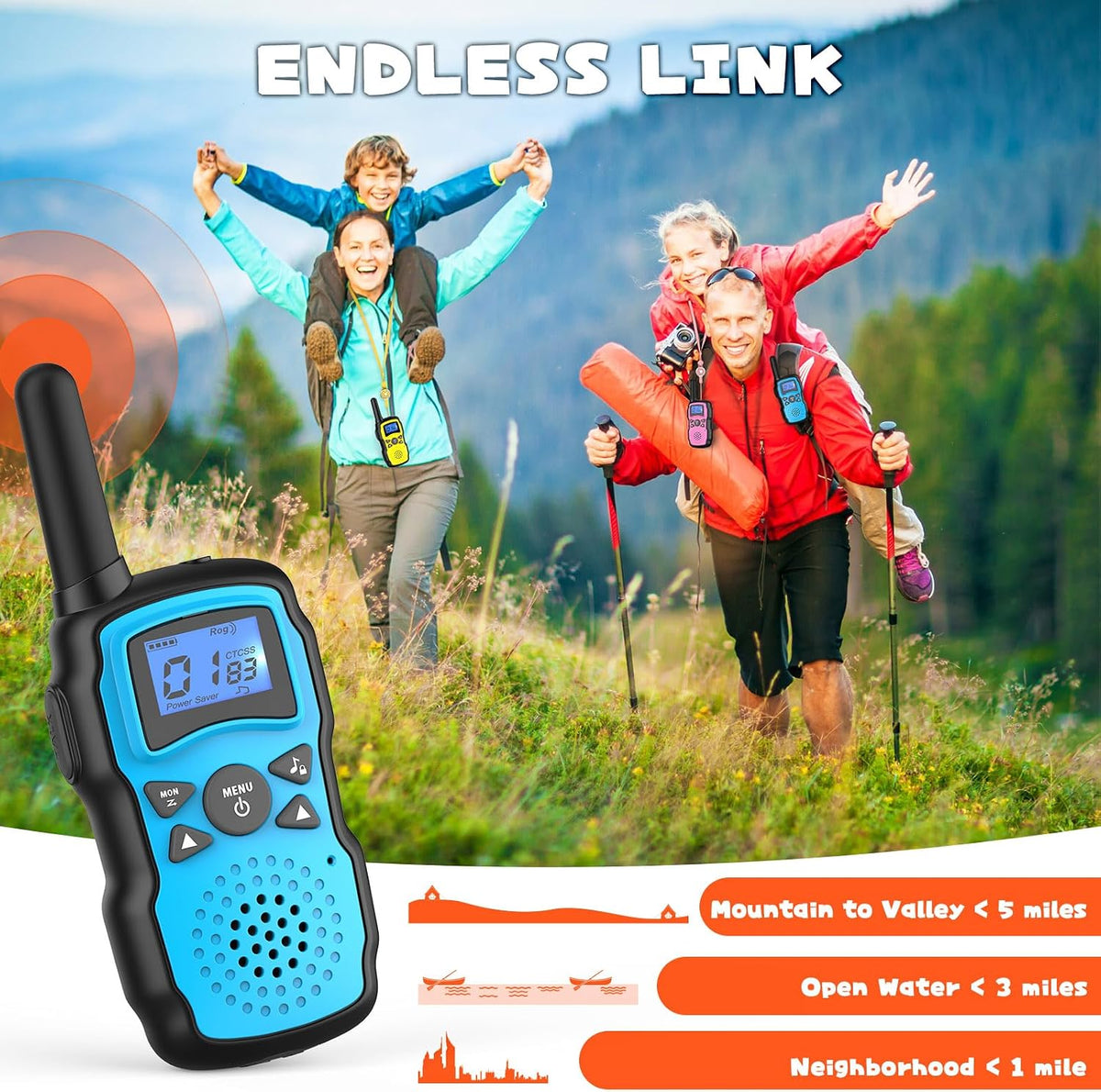 Wishouse Walkie Talkies for Kids Rechargeable with USB Charger - Blue Blue - image 4